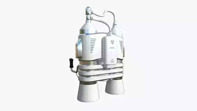 Jetpack E05 White Aluminum - SciFi Character Design Low-poly 3D model