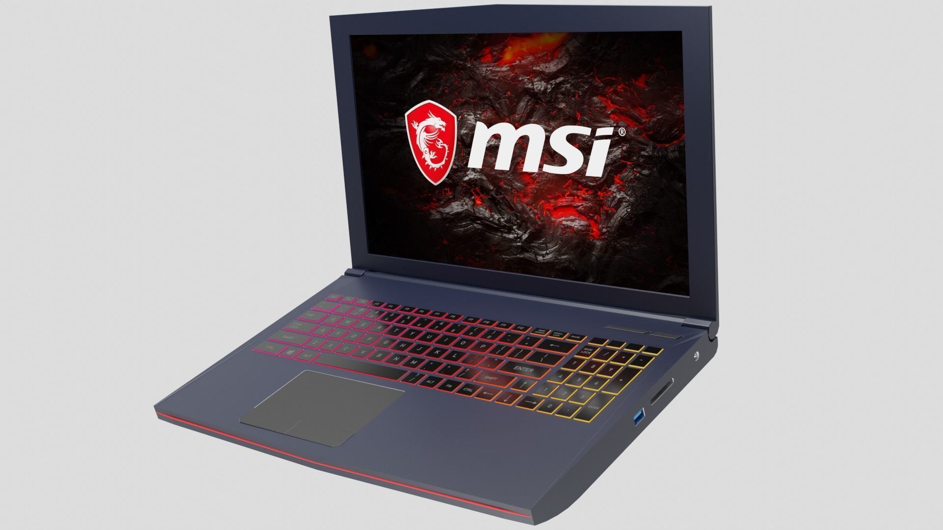 Game-Ready MSI Gaming Laptop with Animated RGB Keypad Lights 3D model_3