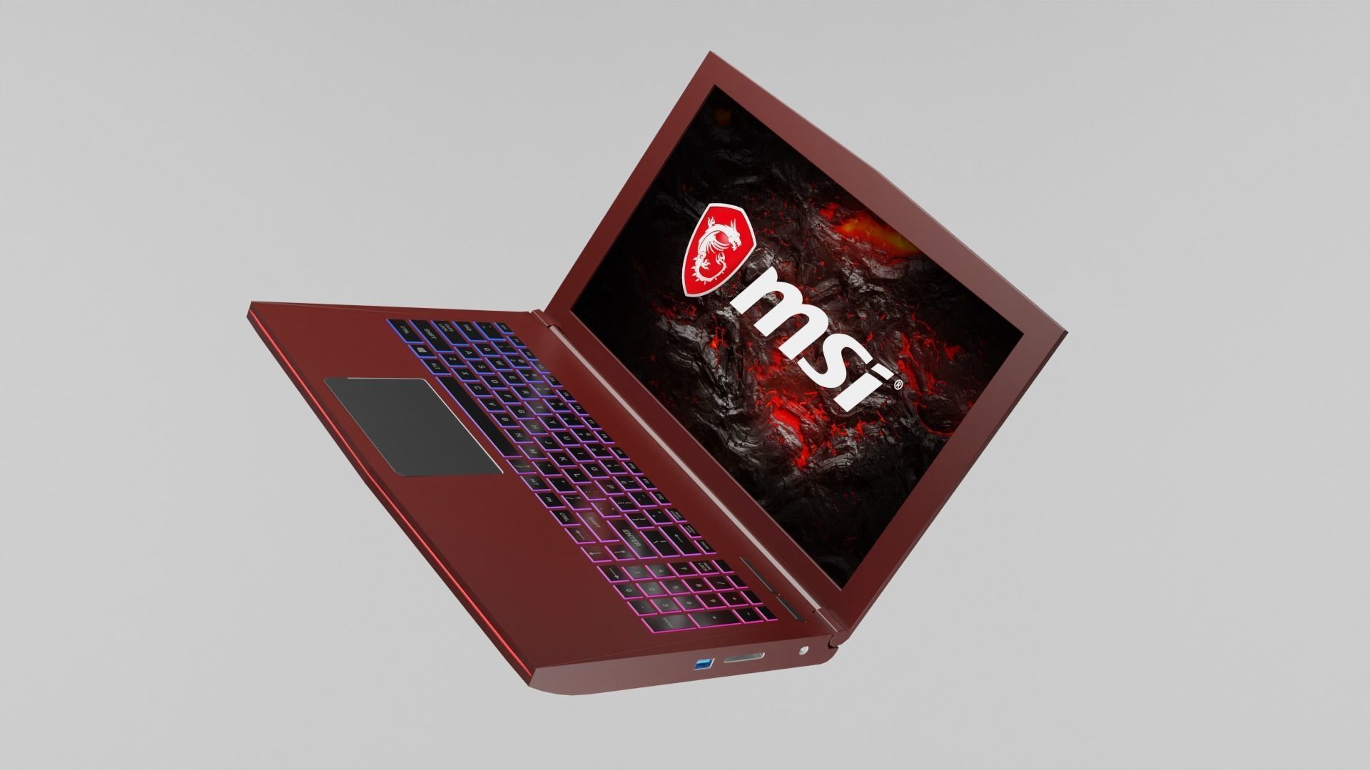 Game-Ready MSI Gaming Laptop with Animated RGB Keypad Lights 3D model_2