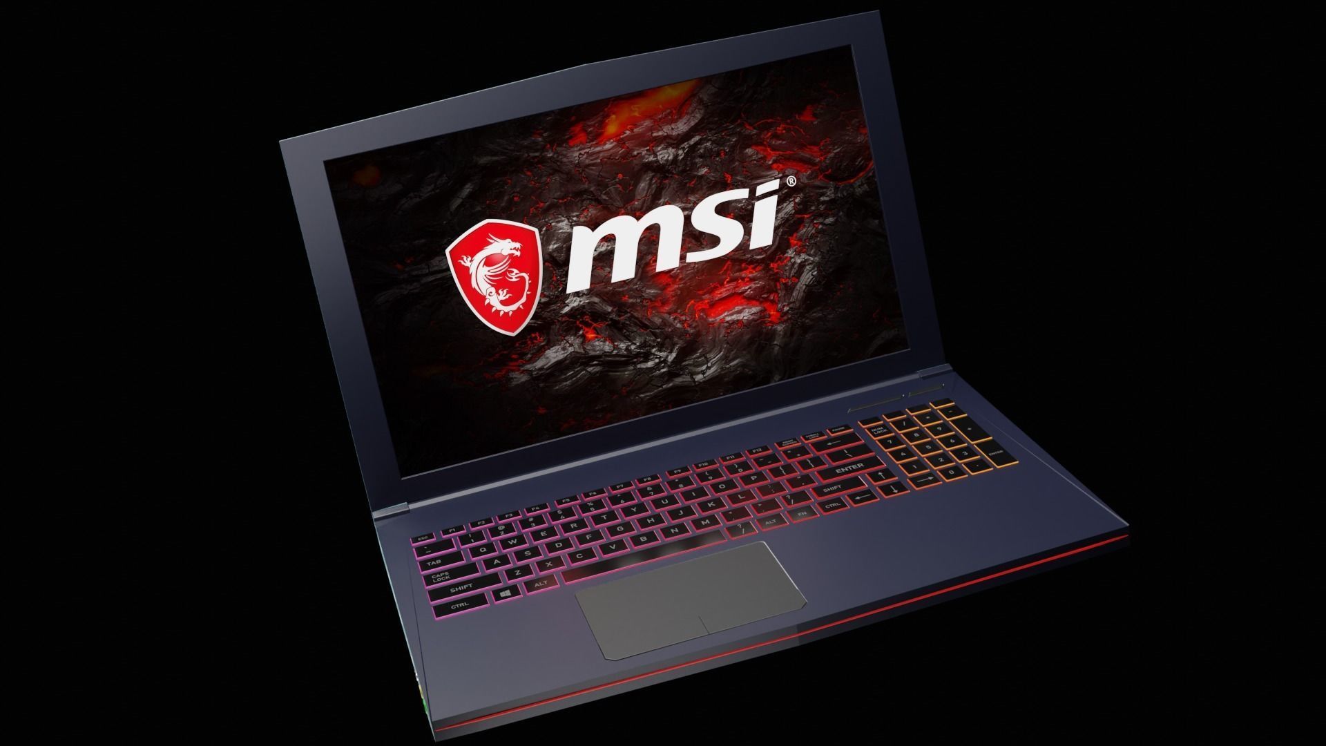 Game-Ready MSI Gaming Laptop with Animated RGB Keypad Lights 3D model_7
