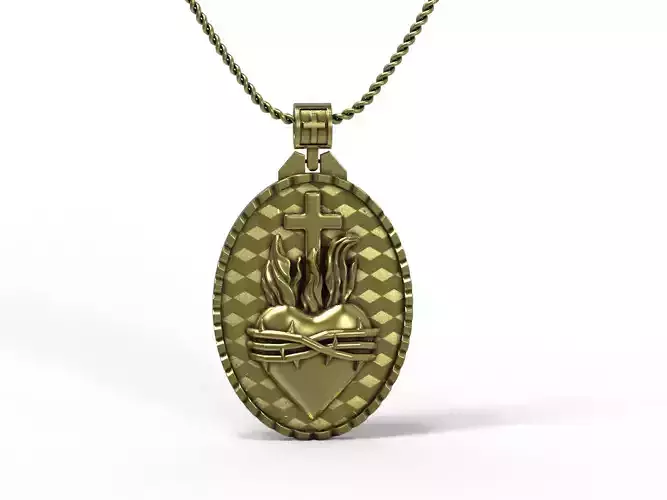  Sacred Heart of Jesus Pendant -  Sagrado Corazon de Jesus 3D print model