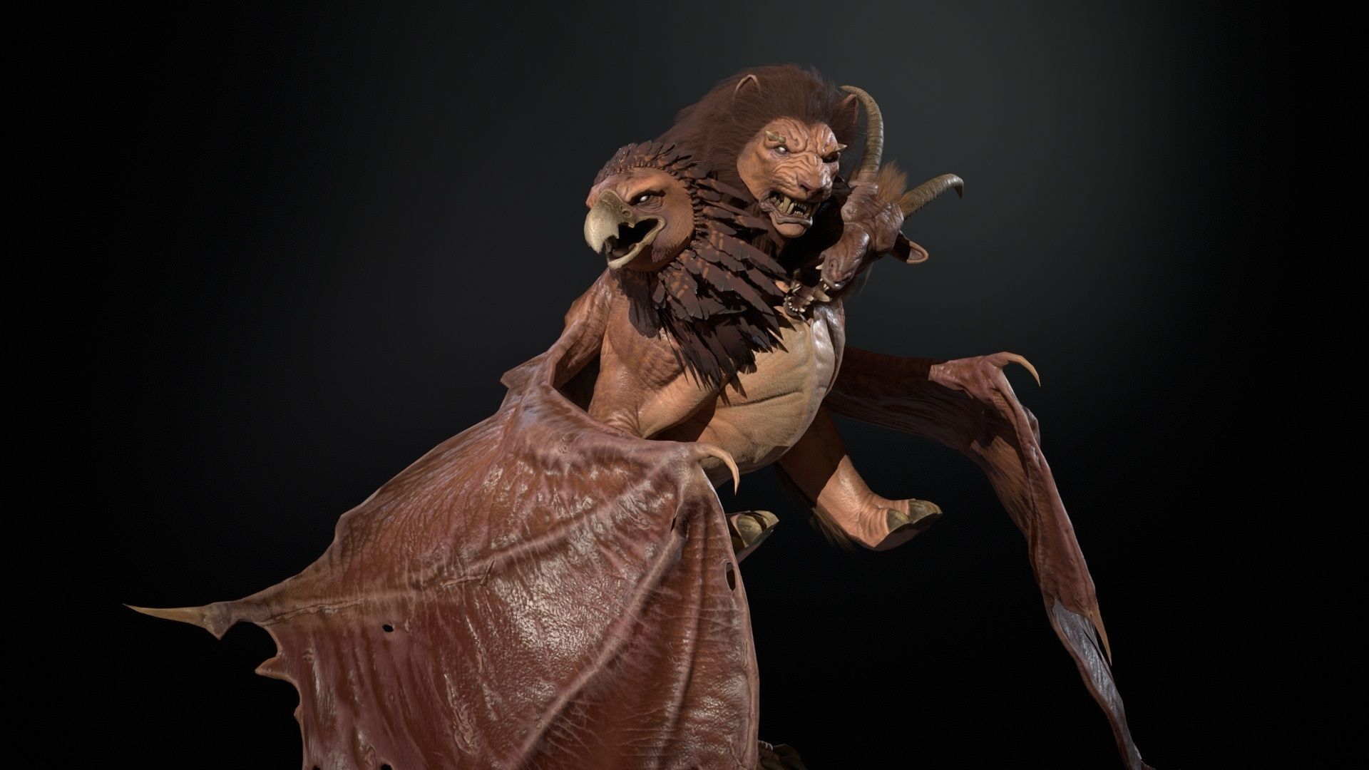 Chimera dragon Low-poly 3D model_22