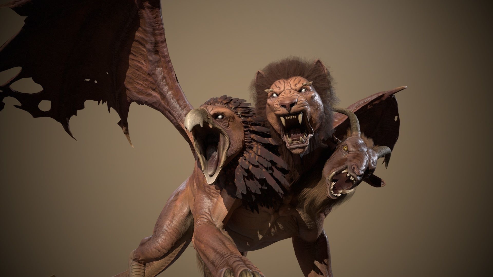Chimera dragon Low-poly 3D model_23