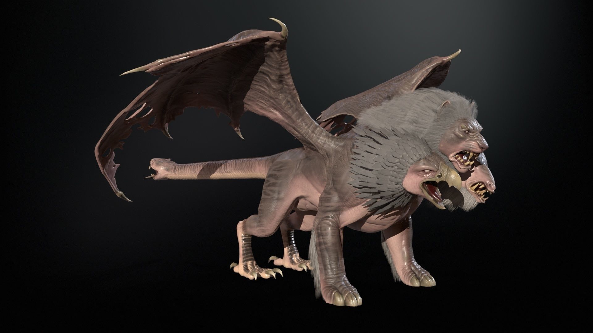Chimera dragon Low-poly 3D model_14