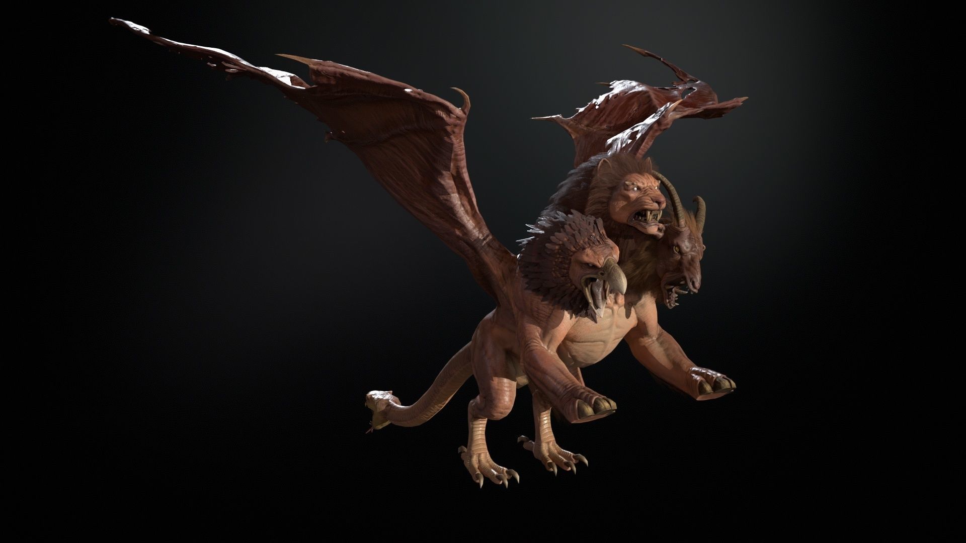 Chimera dragon Low-poly 3D model_20