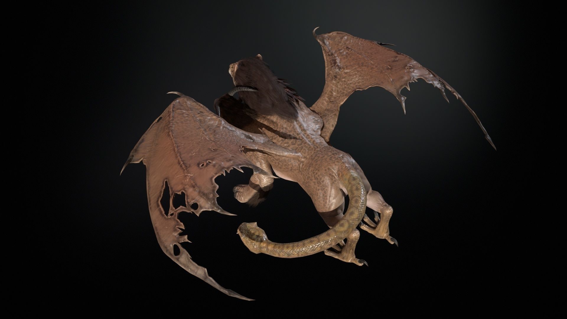 Chimera dragon Low-poly 3D model_28