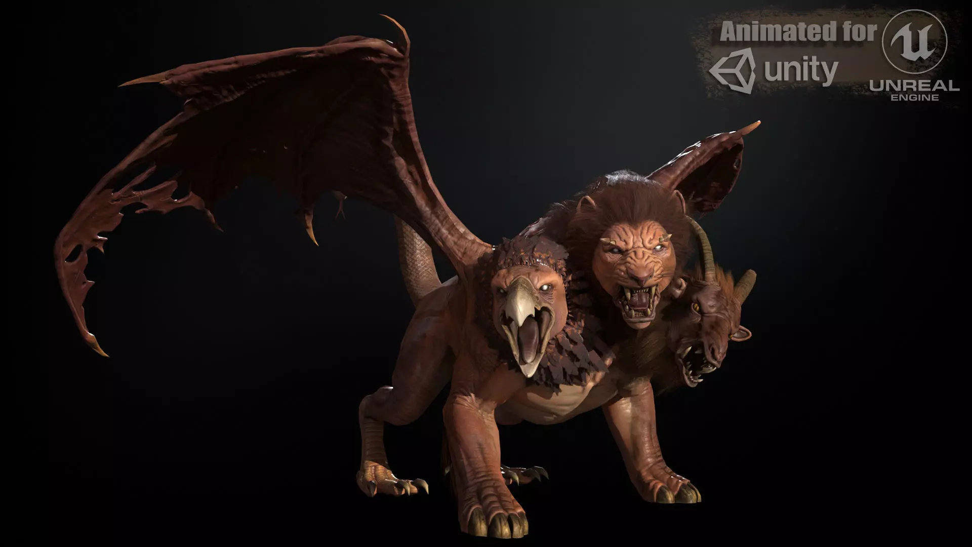 Chimera dragon Low-poly 3D model_0