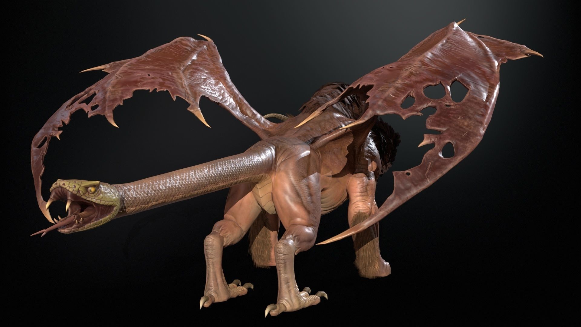 Chimera dragon Low-poly 3D model_6