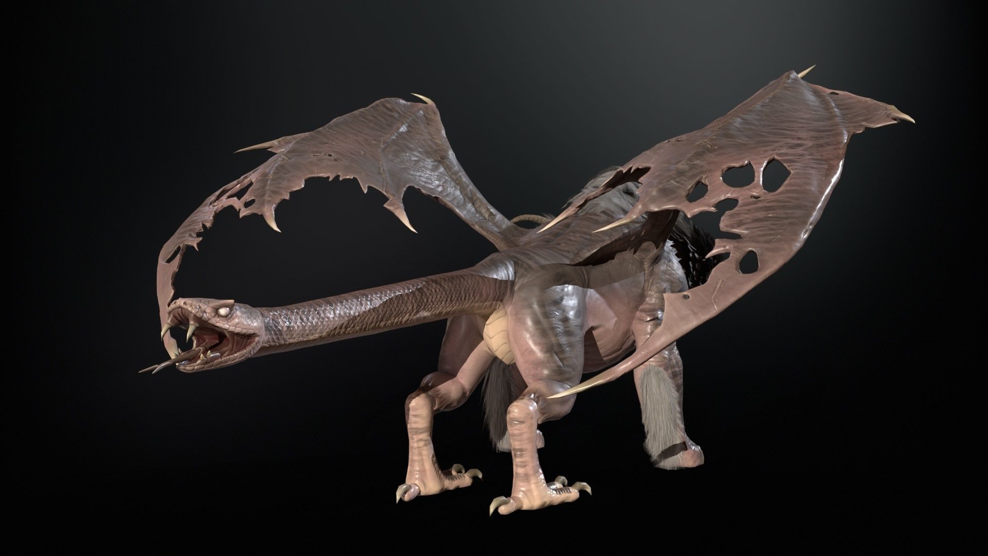 Chimera dragon Low-poly 3D model_15