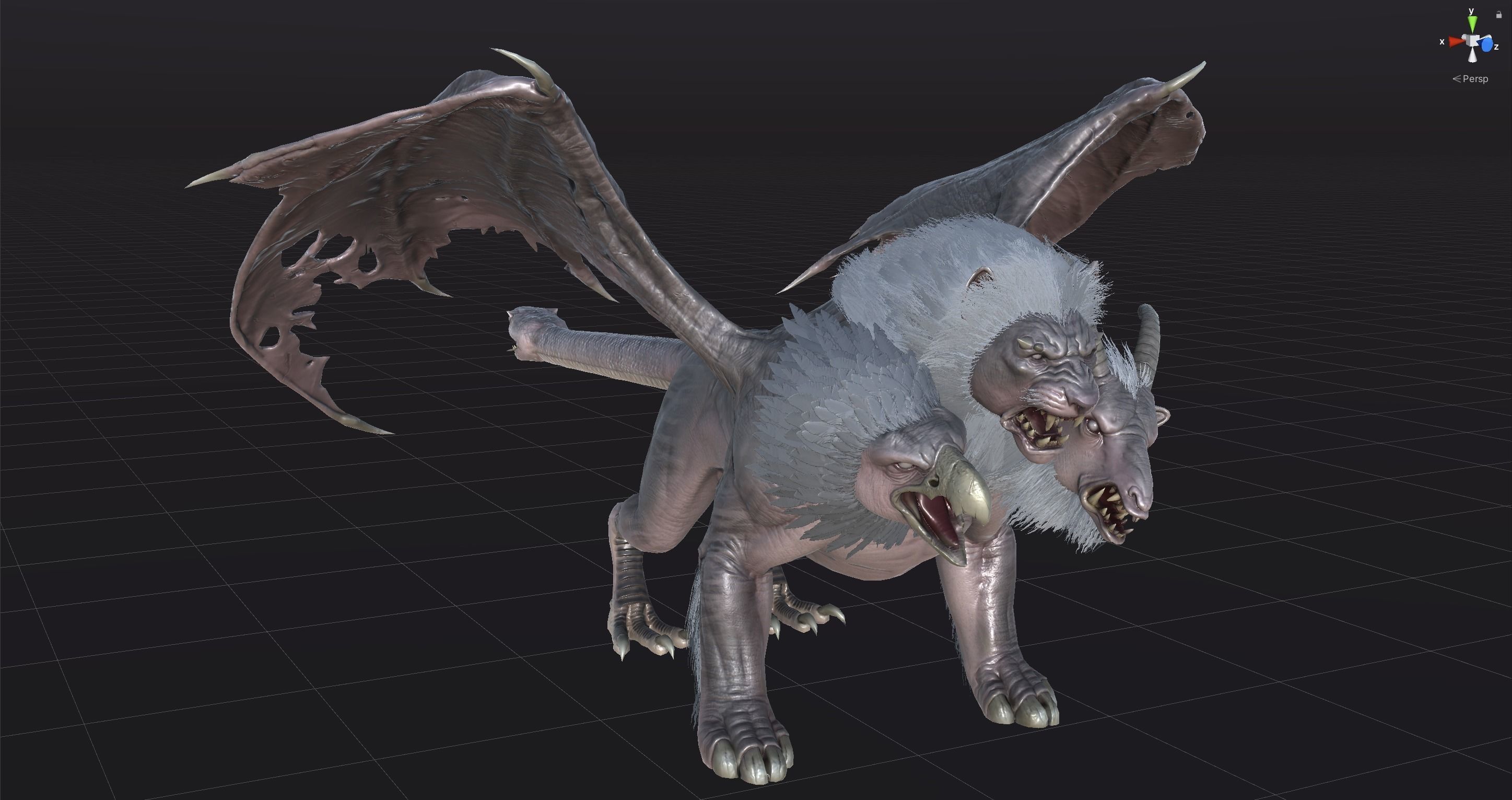 Chimera dragon Low-poly 3D model_32