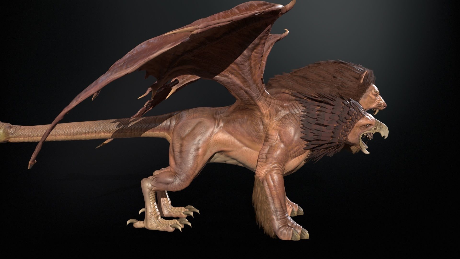 Chimera dragon Low-poly 3D model_5