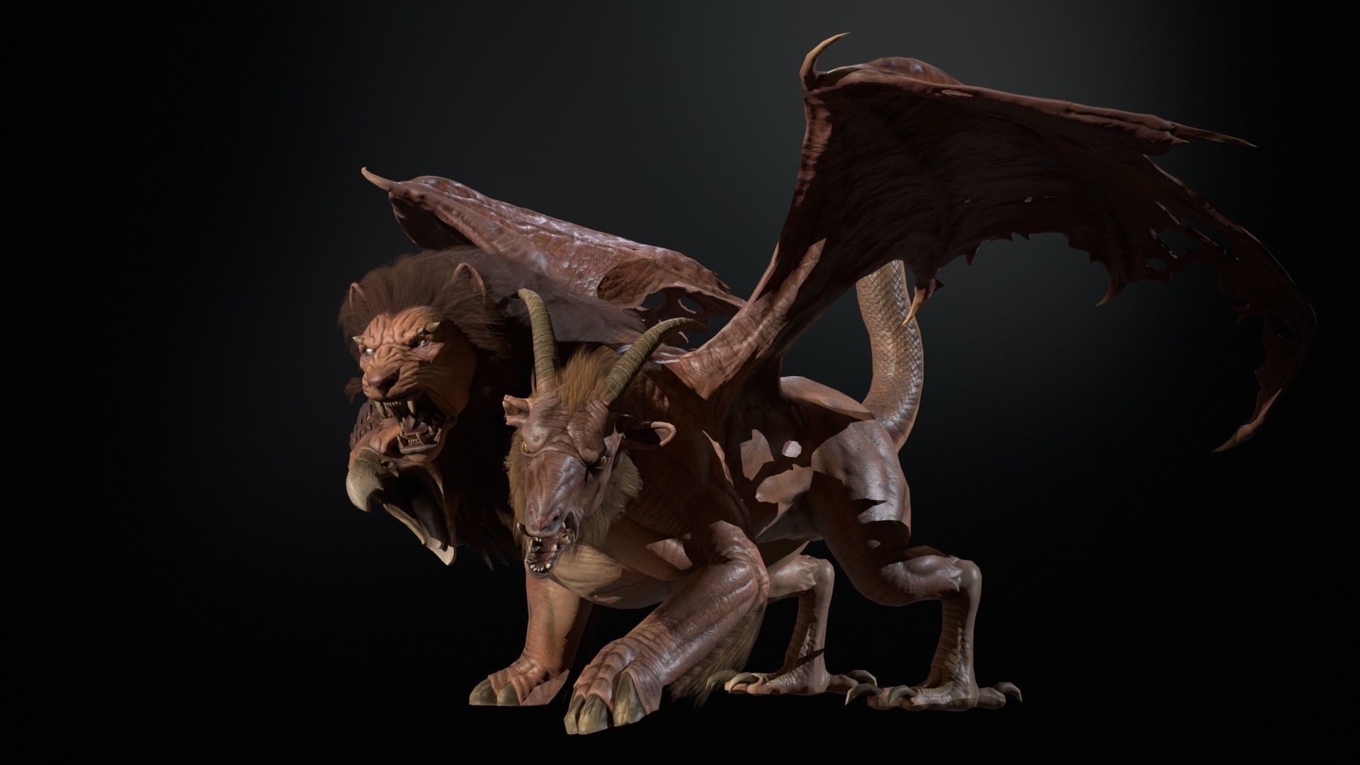 Chimera dragon Low-poly 3D model_18