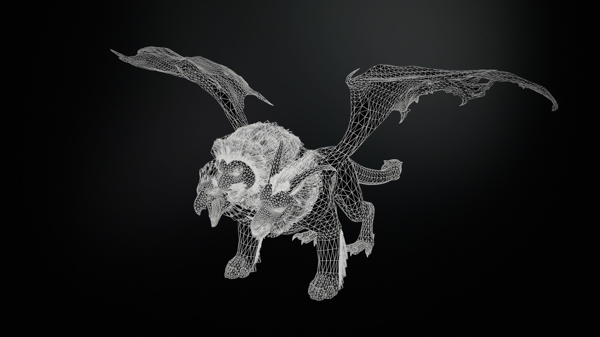 Chimera dragon Low-poly 3D model_30