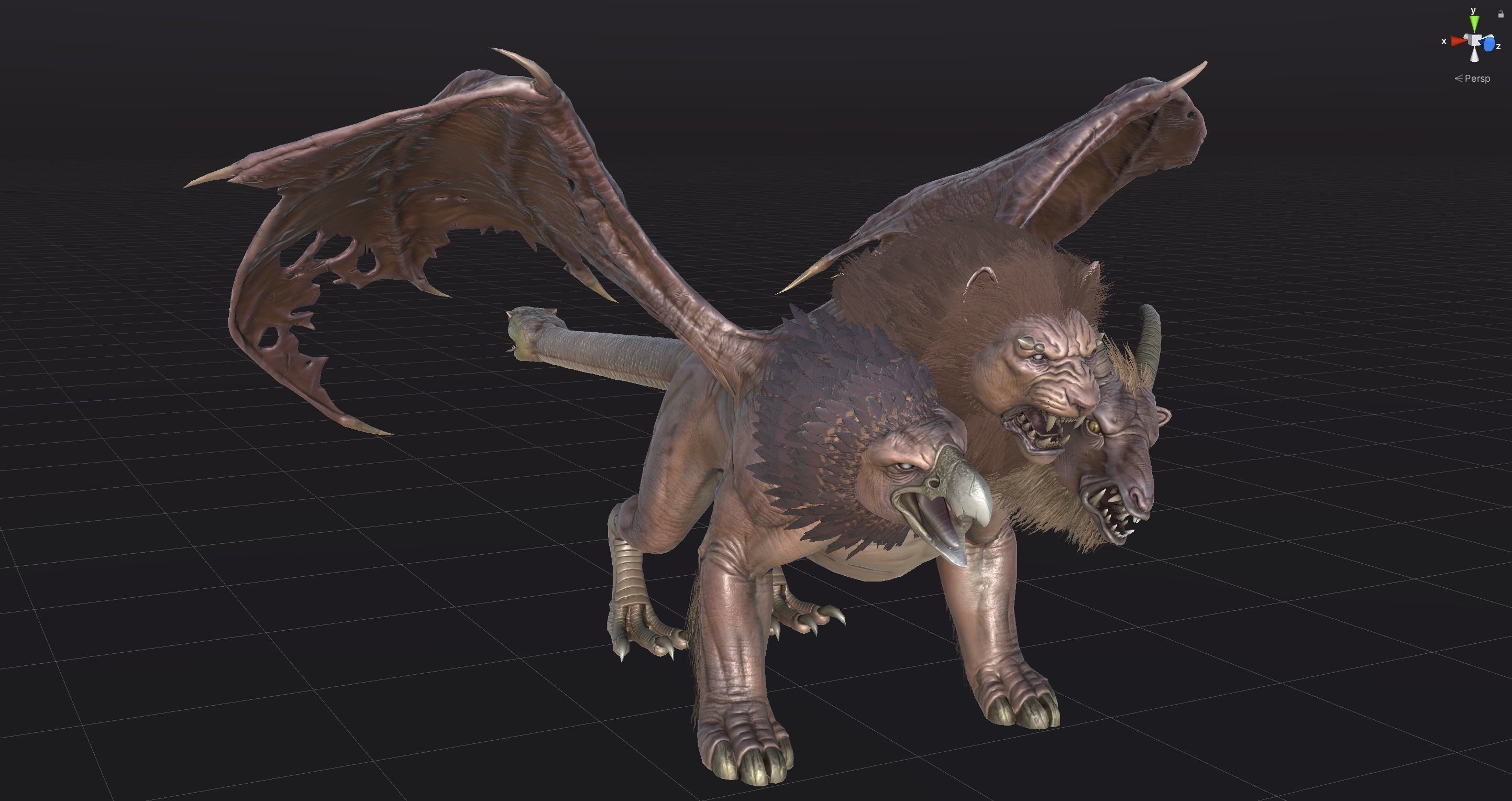 Chimera dragon Low-poly 3D model_34