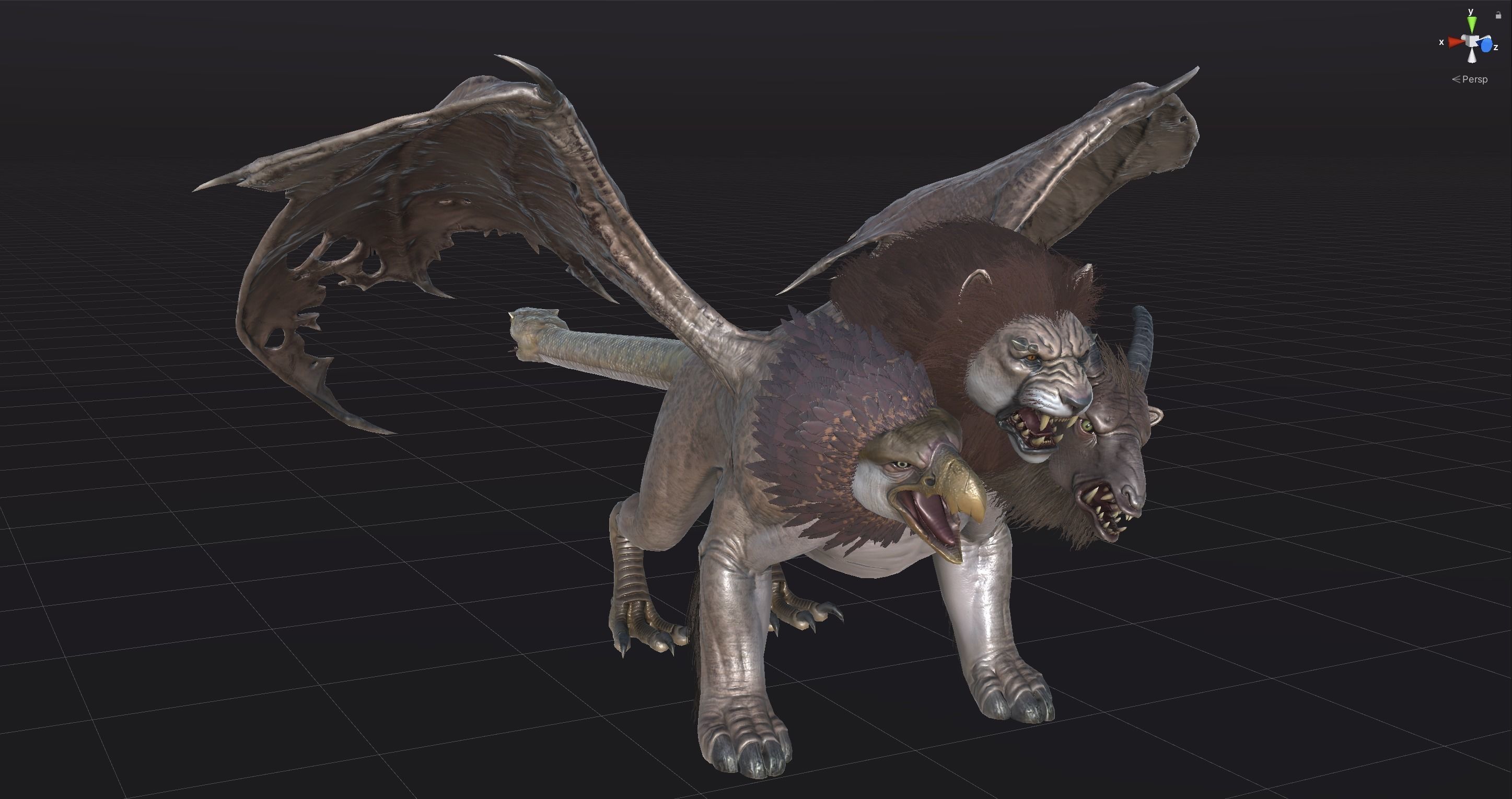Chimera dragon Low-poly 3D model_33