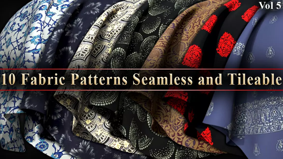 10 Fabric Patterns Seamless and Tileable Vol  5 Low-poly 3D model_0