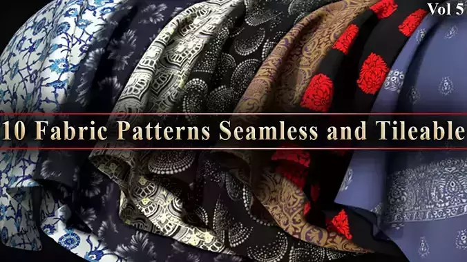10 Fabric Patterns Seamless and Tileable Vol  5 Low-poly 3D model