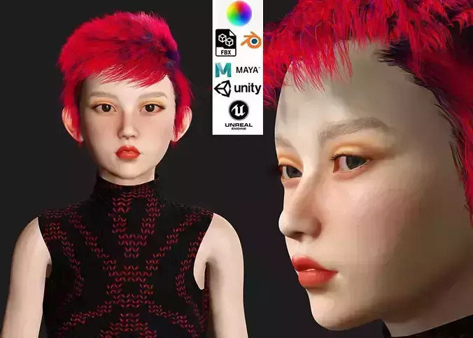 Naked Modular Asian Girl Game Ready 