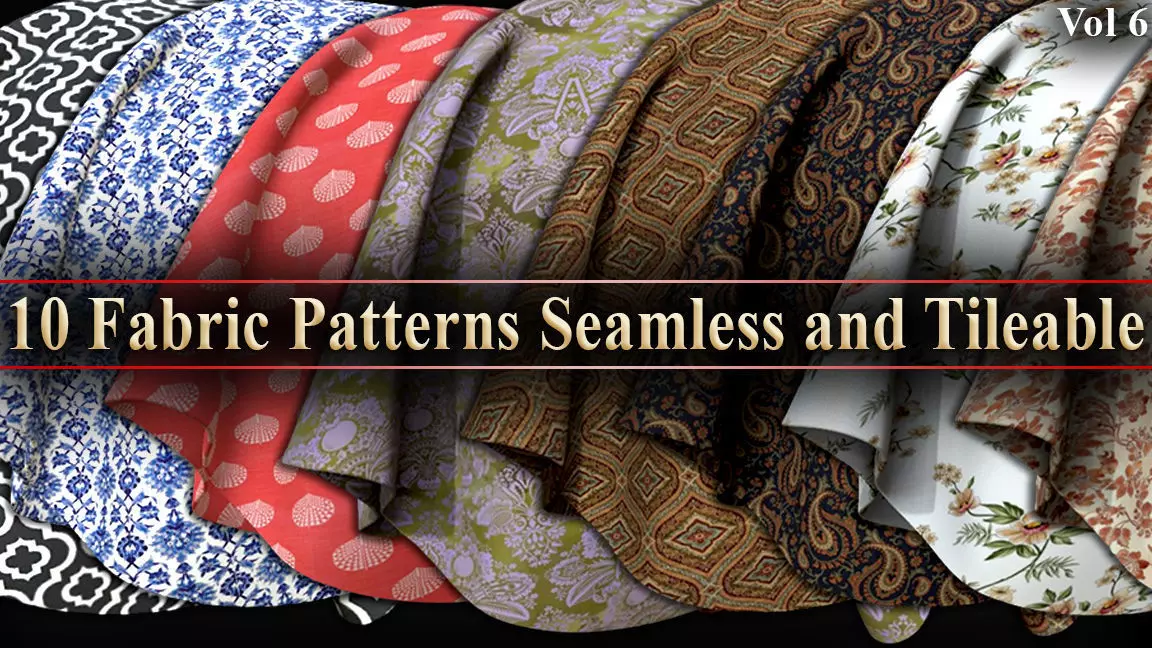 10 Fabric Patterns Seamless and Tileable Vol 6 Low-poly 3D model_0