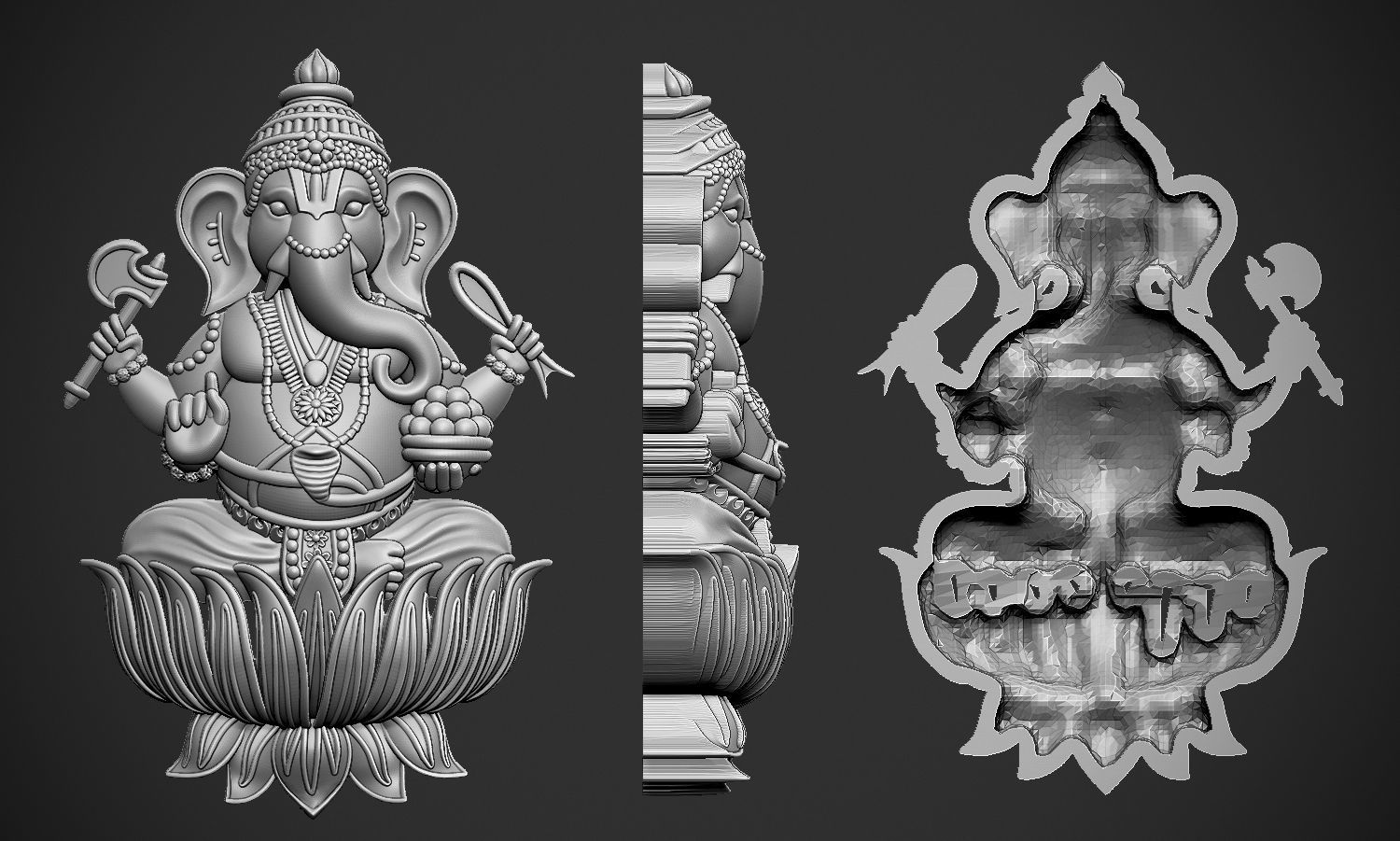 Ganesha Relief 3D print model_1