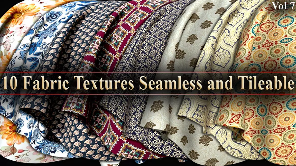10 Fabric Patterns Seamless and Tileable Vol 7 Low-poly 3D model_0