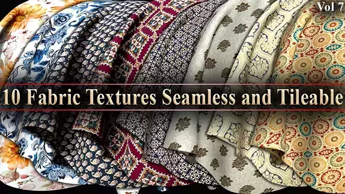 10 Fabric Patterns Seamless and Tileable Vol 7 Low-poly 3D model