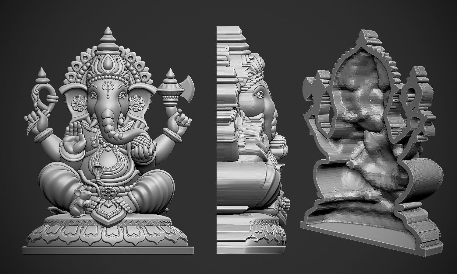 Ganpati gold statue of lord ganesha 3D print model_7