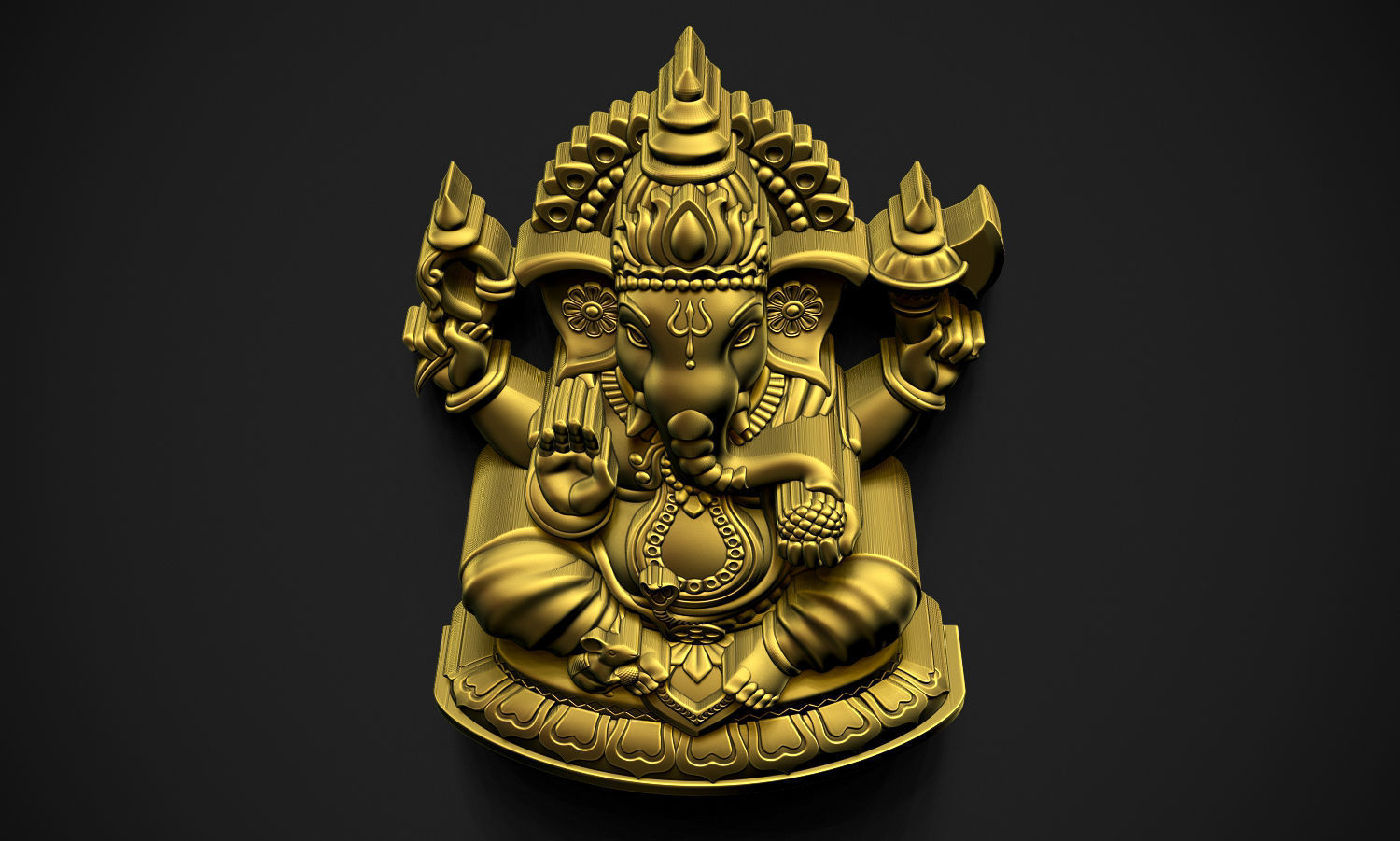 Ganpati gold statue of lord ganesha 3D print model_6
