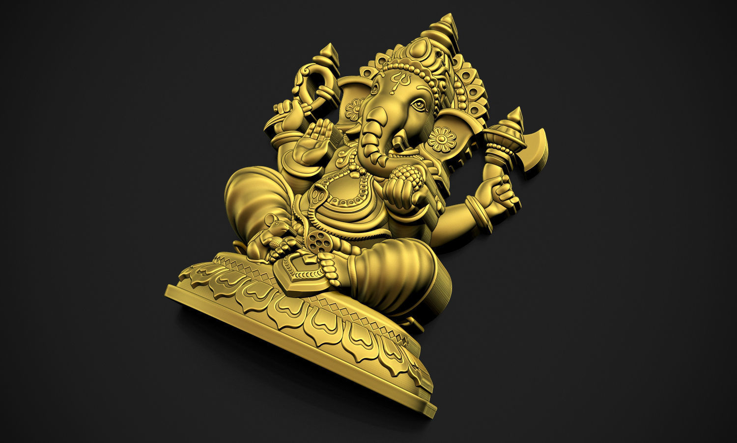 Ganpati gold statue of lord ganesha 3D print model_3