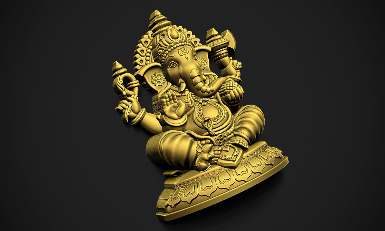 Ganpati gold statue of lord ganesha 3D print model_2