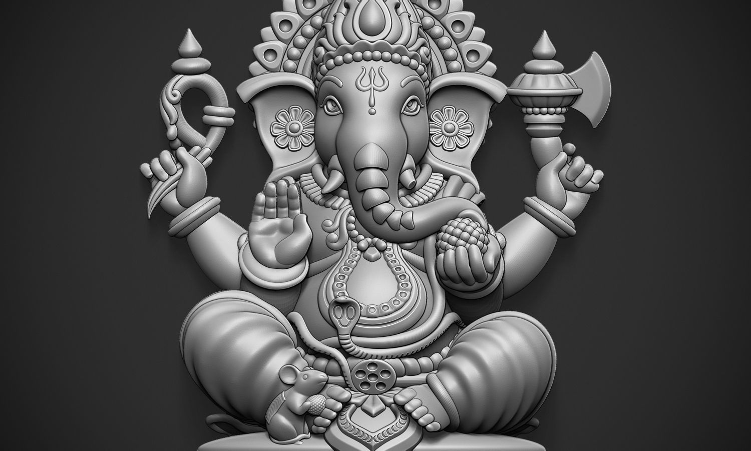 Ganpati gold statue of lord ganesha 3D print model_1
