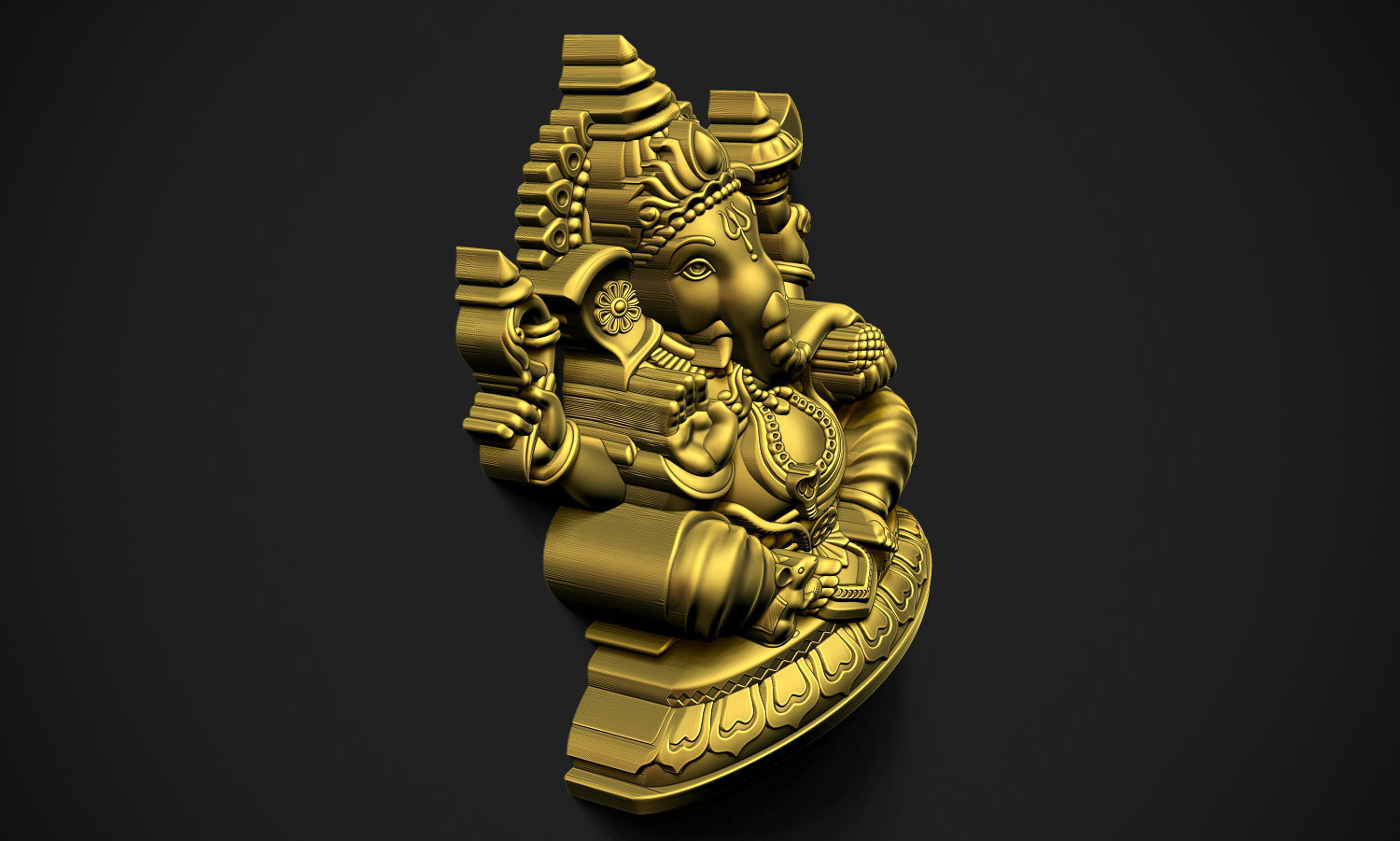 Ganpati gold statue of lord ganesha 3D print model_4