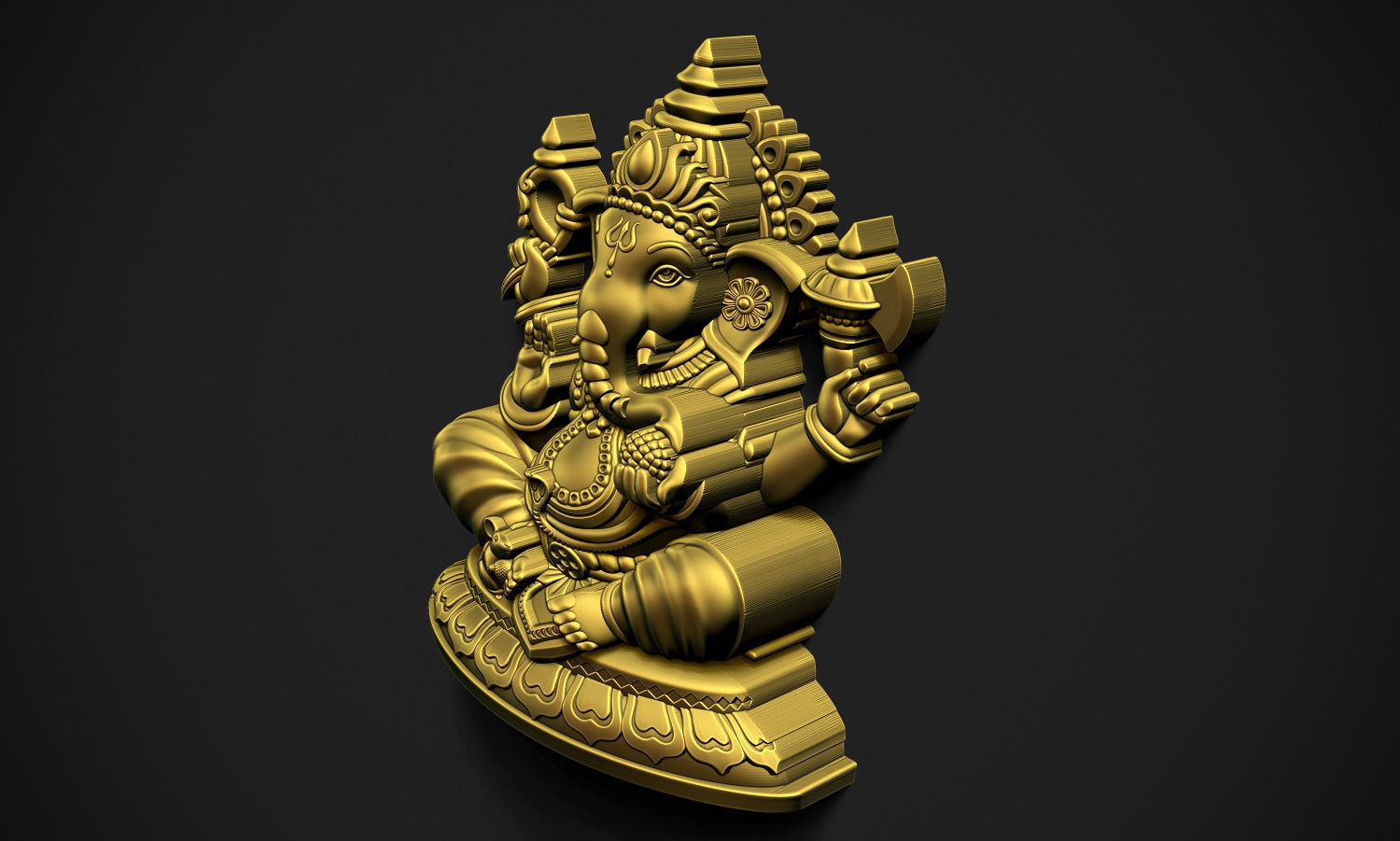 Ganpati gold statue of lord ganesha 3D print model_5