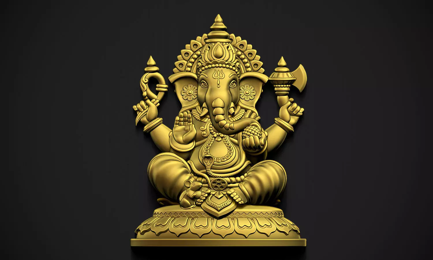 Ganpati gold statue of lord ganesha 3D print model_0