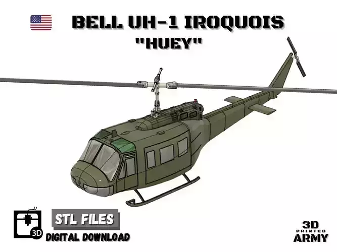 Bell UH-1 HUEY Iroquois - STL files for 3D printing  3D print model