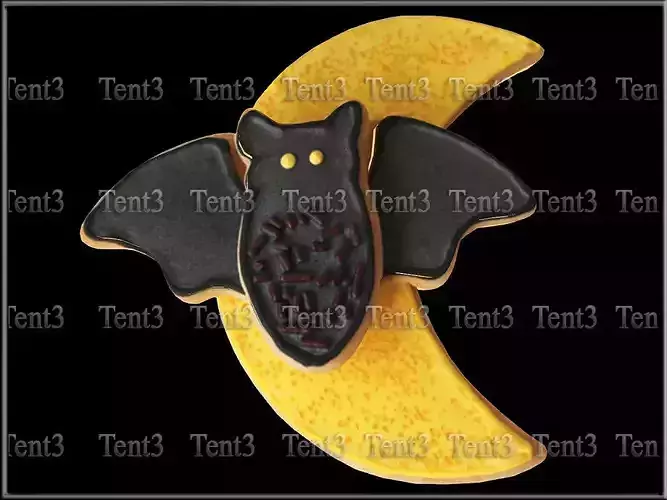 Halloween Cookie Bat 03 Low-poly 3D model
