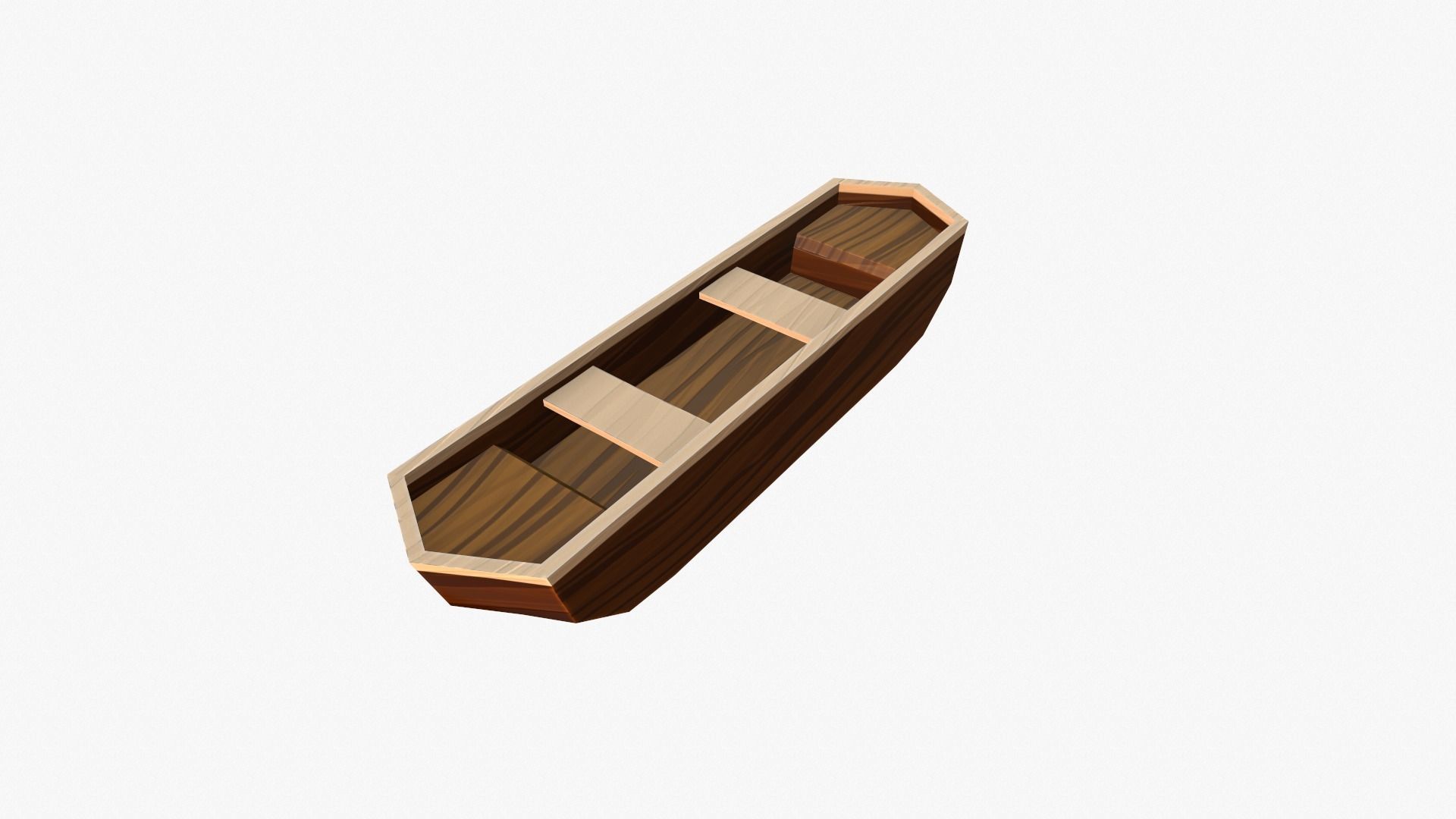 Cartoon Rowboat Low-poly 3D model_2