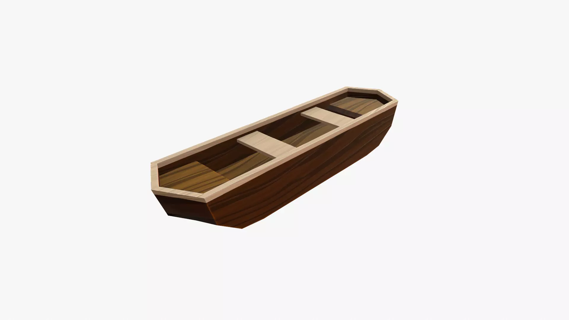 Cartoon Rowboat Low-poly 3D model_0