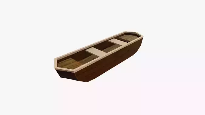 Cartoon Rowboat Low-poly 3D model