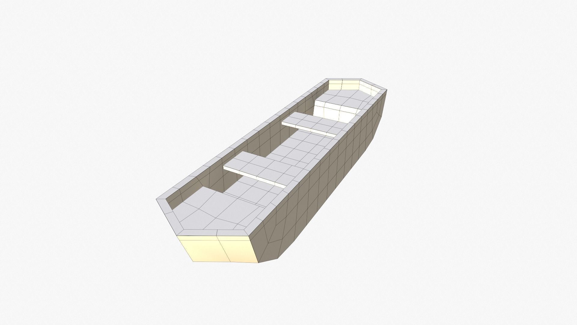 Cartoon Rowboat Low-poly 3D model_5