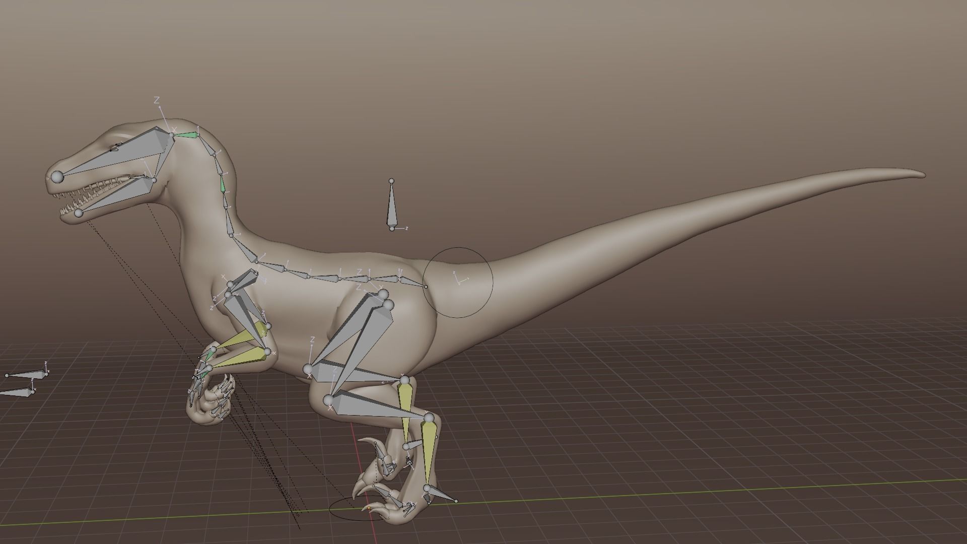 velociraptor model rigged Low-poly 3D model_7