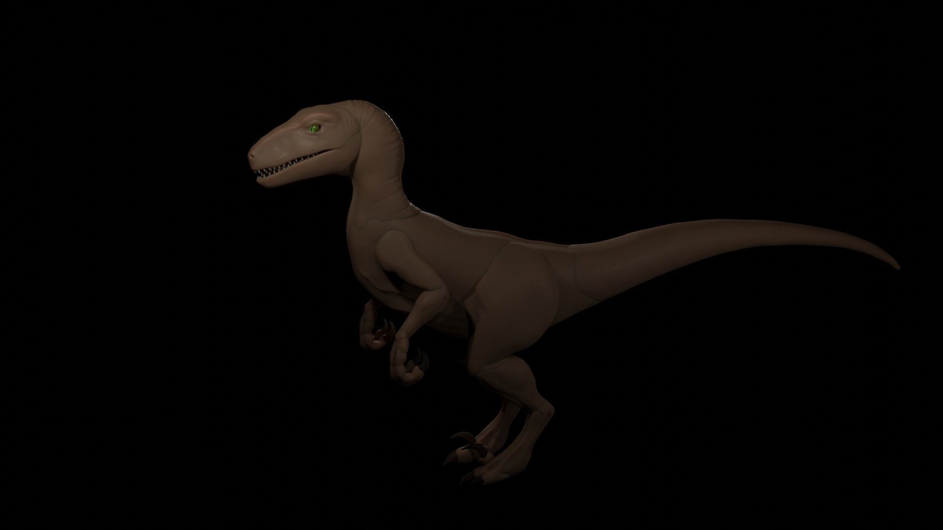 velociraptor model rigged Low-poly 3D model_2