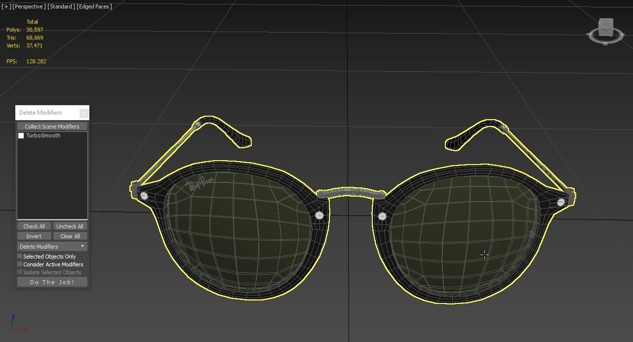 Sunglass Ray Ban Round Fleck Non Polarized Green Classic 3D model_5