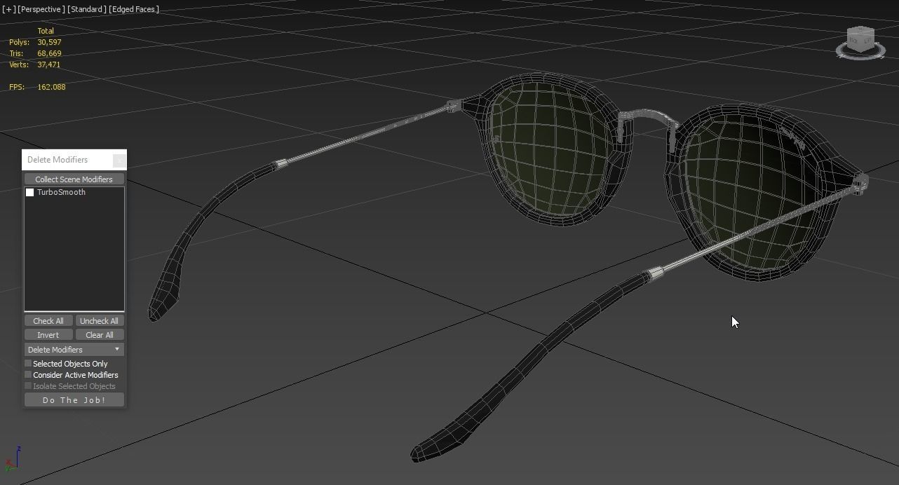 Sunglass Ray Ban Round Fleck Non Polarized Green Classic 3D model_4