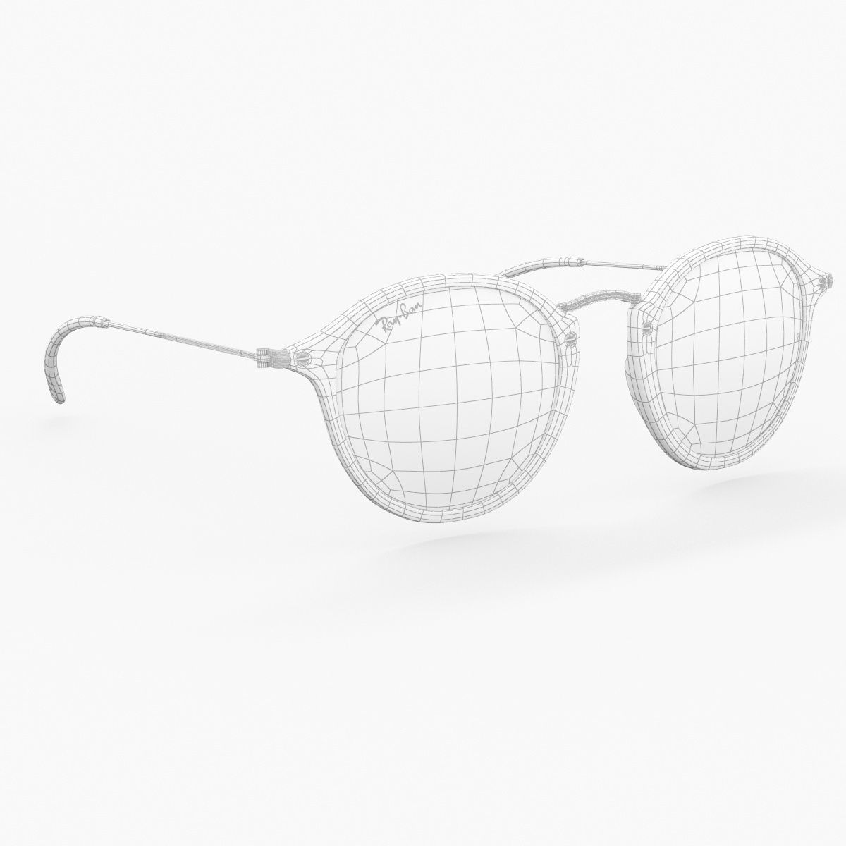 Sunglass Ray Ban Round Fleck Non Polarized Green Classic 3D model_36