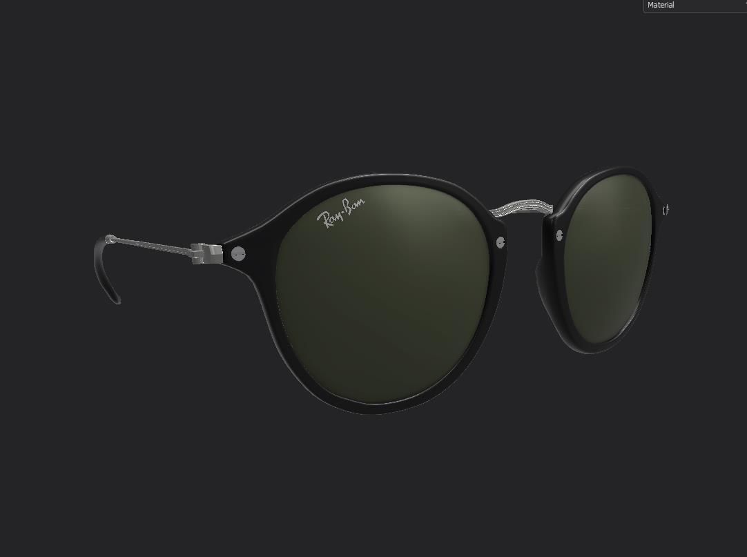 Sunglass Ray Ban Round Fleck Non Polarized Green Classic 3D model_8