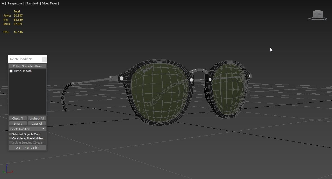 Sunglass Ray Ban Round Fleck Non Polarized Green Classic 3D model_3