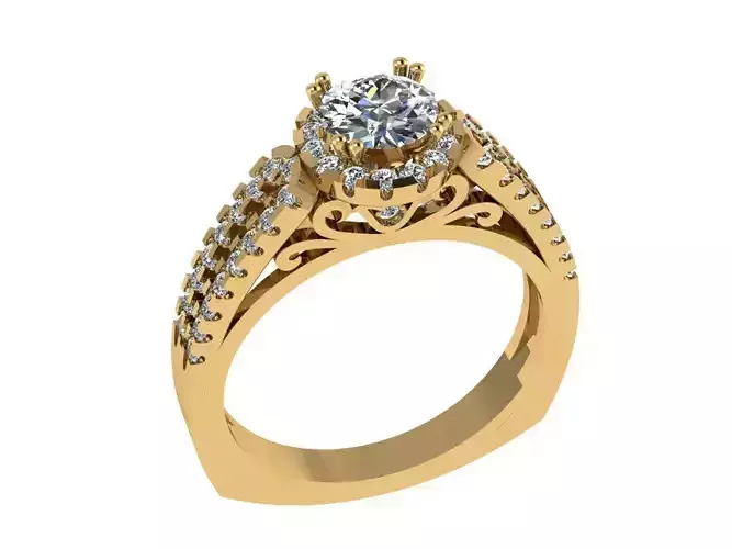Ring417 gold engagement ring with diamonds