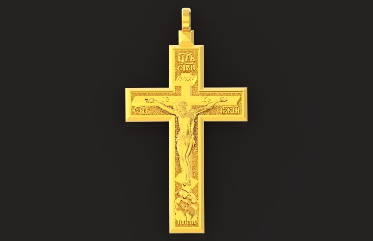  cross with the crucifixion of jesus orthodox 546 3D print model_20