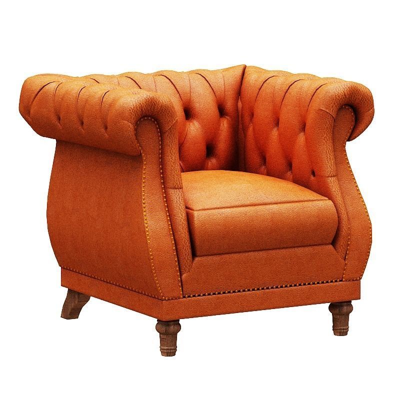 Classical Sofa set model Leather and Wood Low-poly 3D model_7